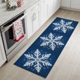 thumbnail image 4 of White Intricate Snowflake Washable Area Rug 2 x 6 ft Vintage Christmas Ice Crystals Blue Soft Non‑Slip Rugs Stain Repellent Indoor Mats for Long Hallway, Kitchen Runner, Corridor Laundry, 4 of 9
