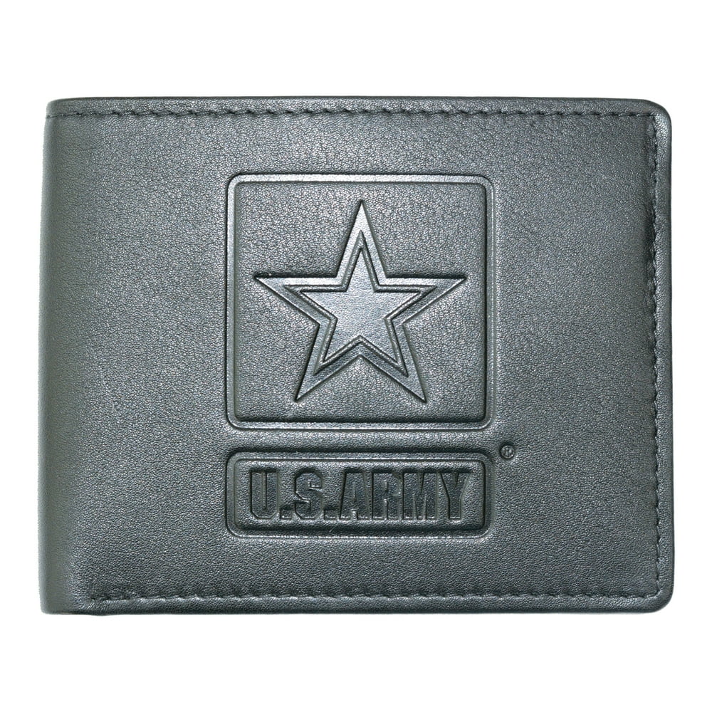 U.S. Army US Army Embossed Logo Black Genuine RFID Protection Leather