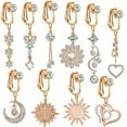 thumbnail image 4 of K-KED Clip On Belly Button Ring CZ Butterfly Fake Belly Navel Piercing Body Jewelry-10, 4 of 9