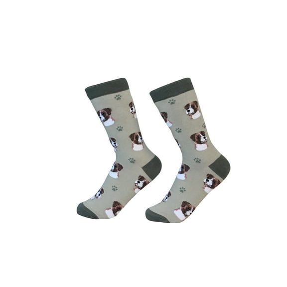 Boxer, Uncropped Ears Dog Breed Socks Unisex Sock Daddy by E&S Pets