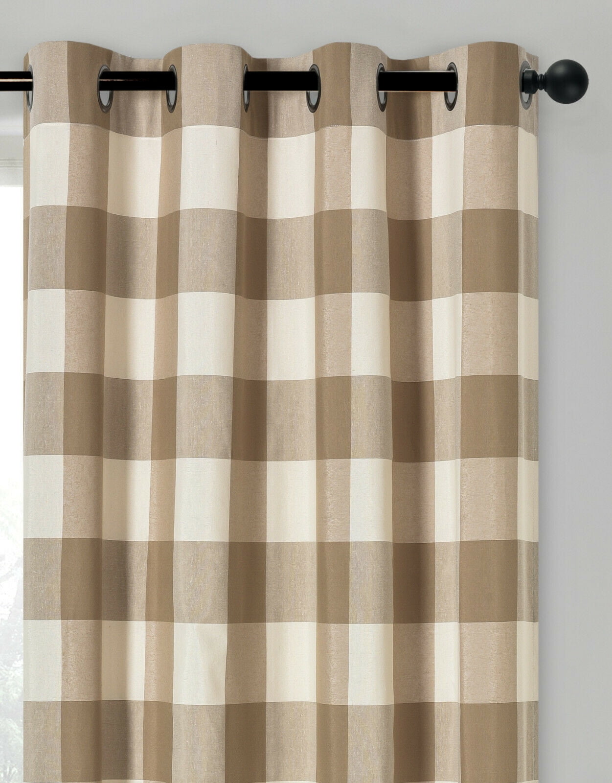 Country Lodge Farmhouse Buffalo Plaid Checkered Grommet Top Curtains - Assorted Colors
