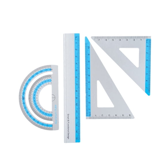 PatungKu Strong 4pcs Geometry Ruler Set with Round Edges Ideal for Precise Measurements