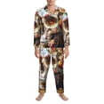 thumbnail image 3 of Fotbe Rose Floral Skull Pijama de Hombre con Estampado de Manga Larga, Conjunto de 2 Piezas, Ropa de Dormir Suave y Cómoda con Bolsillos-X-Large, 3 of 7