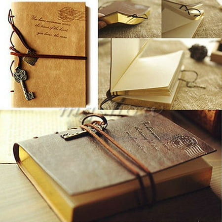 Personalized Leather Bound Journals Classic Retro Vintage Leather Bound Blank Pages Notebook Note Journal Diary Fashion Accessories ()