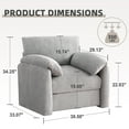 thumbnail image 2 of Chenille Oversized Armchair, 38.6" Wide Accent Chairs for Living Room & Bedroom Modern Lounge Chair, Upholstered Mid-Century Reading Chair, Comfy Living Room Chair, Single Sofa Chair, LightGrey, 2 of 6