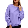 thumbnail image 3 of Zorvxlyn Women's Sweatshirt Drop Shoulder Long Sleeve Crewneck Sweatshirts Women Fall Winter Solid Color Pullover for Women Light Purple XXL, 3 of 7