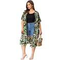 thumbnail image 3 of Women's Plus Size Cardigans Floral Split Hem Casual Cardigan Black 2X, 3 of 7