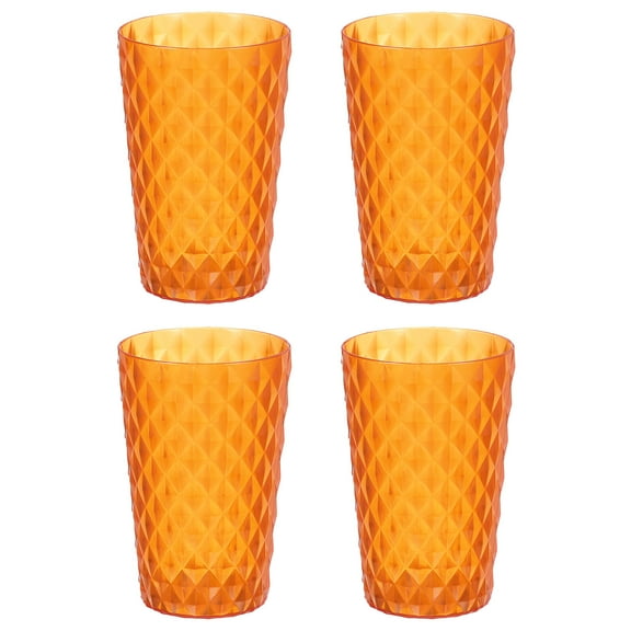 Uxcell 4Pack Plastic Drinking Cups, Transparent Unbreakable Water Tumbler, Orange
