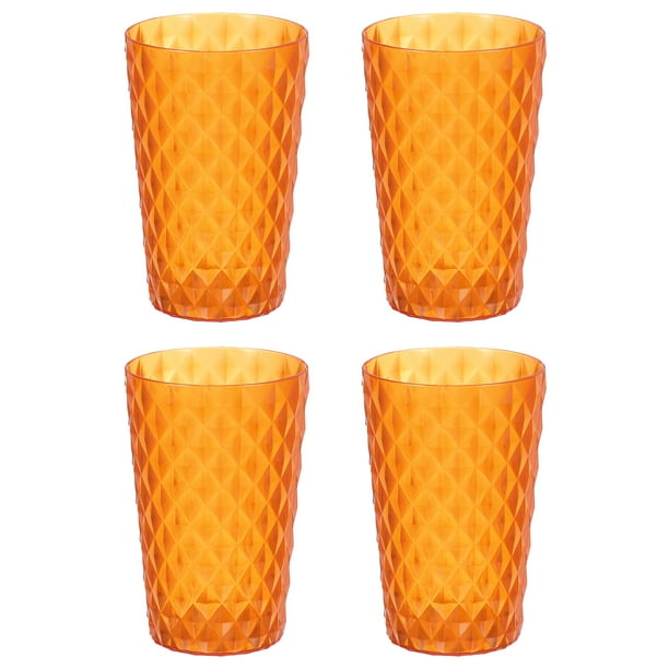 Uxcell 4Pack Vasos de Plástico para Beber, Vaso de Agua Transparente Irrompible, Naranja