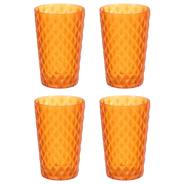 Uxcell 4Pack Vasos de Plástico para Beber, Vaso de Agua Transparente Irrompible, Naranja