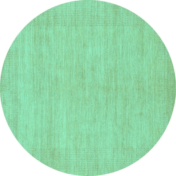 Ahgly Company Indoor Round Solid Turquoise Blue Modern Area Rugs, 3' Round