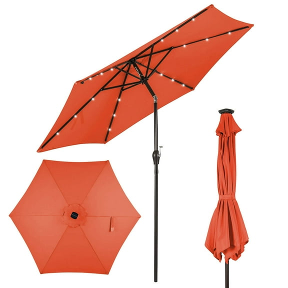Costway 9' Orange Hexagon Market Patio Umbrellas, Water-Resistant