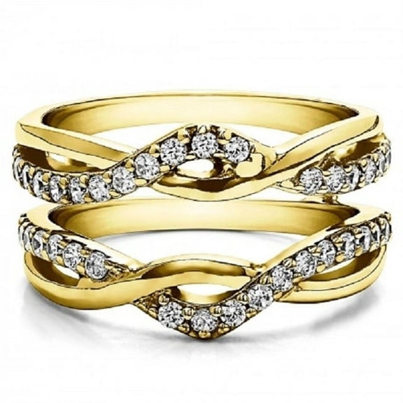 beryl_creation 1.20 Ct Round Cut White Diamond Enhancer Guard Wrap Wedding Ring For Women's 14K Yellow Gold Plated 925 Sterling Silver -4