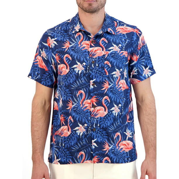 Havana Jim Men's Short Sleeve Flamingo Print Camp Shirt - Walmart.com
