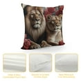 thumbnail image 4 of Leisuo Rose Flower Pillow Covers, Animal Lion Print Throw Pillow Covers For Office Sofa Couch Bed Bedroom Decor, Floral Cushion Cases, Modern Decorative Pillow Covers, 4 of 5