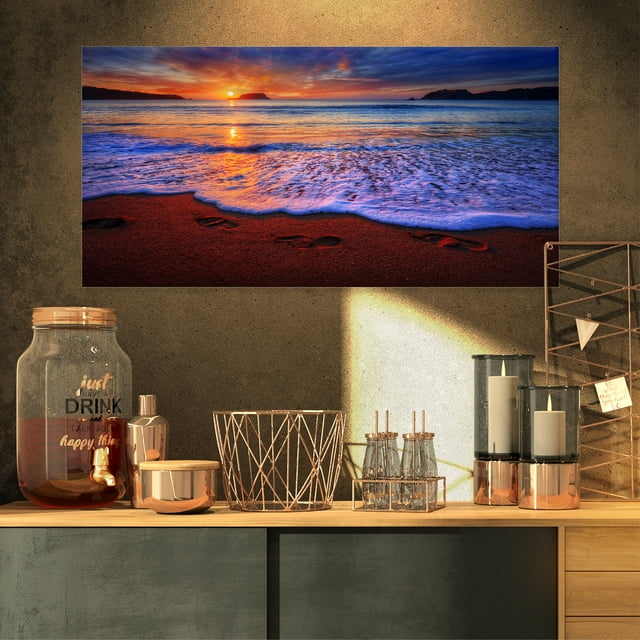 Colorful Sunset Over Beautiful Shore - Seashore Canvas Art Print
