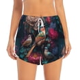 thumbnail image 2 of Pofeuu Colorful Rose Bird Print Women's Athletic Shorts Running Workout Shorts Tummy Control Quick Dry Gym Shorts with Pockets Double layer sports shorts-Small, 2 of 7