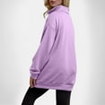thumbnail image 3 of Fiaer,Women's Quarter Zip Oversized Sweatshirts,Loose Fit Casual Trendy Long Sleeve V Neck Solid Lapel Collared Warm Pullover for Women,Women Tops with Pocket Purple XL, 3 of 6
