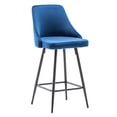 thumbnail image 3 of TWO - Chacha Velvet Blue barstools Upholstered Modern Counter height Stool Bar Chairs Set of 2, 3 of 6