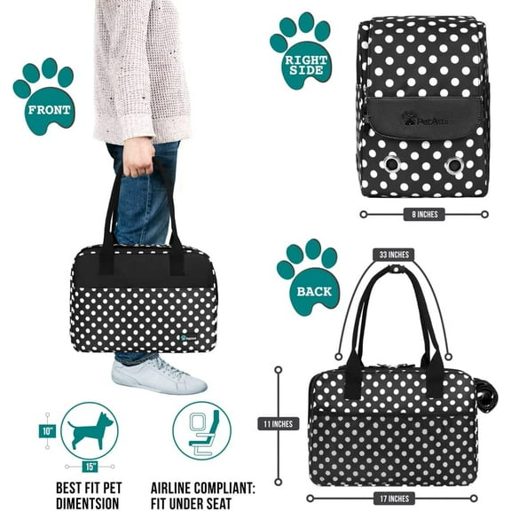 Pet Purse Carrier for Small Dogs, Airline Approved Soft Sided Pet Bag with Pockets, Ventilated Dog Travel Supplies