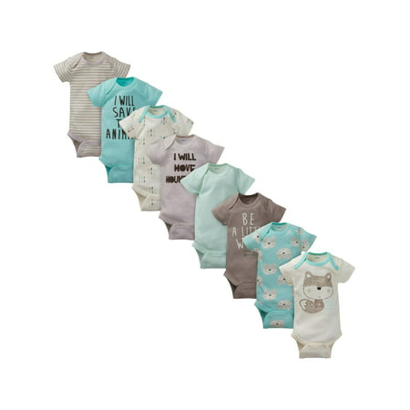 Gerber Assorted Short Sleeve Onesies Bodysuits, 8pk (Baby (Best Baby Boy Gift Ideas)