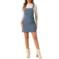 thumbnail image 2 of INSPIRE CHIC Women's Overall Dress Adjustable Strap A-Line Invisible Side Zipper Casual Suspender Dress XL Grey Blue, 2 of 6