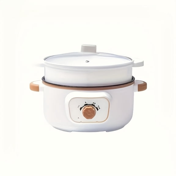 US Standard Large Capacity Electric Cooking Pot with Steamer - Double Temp Control, Easy Clean for Dorm Home Office Hot Pot