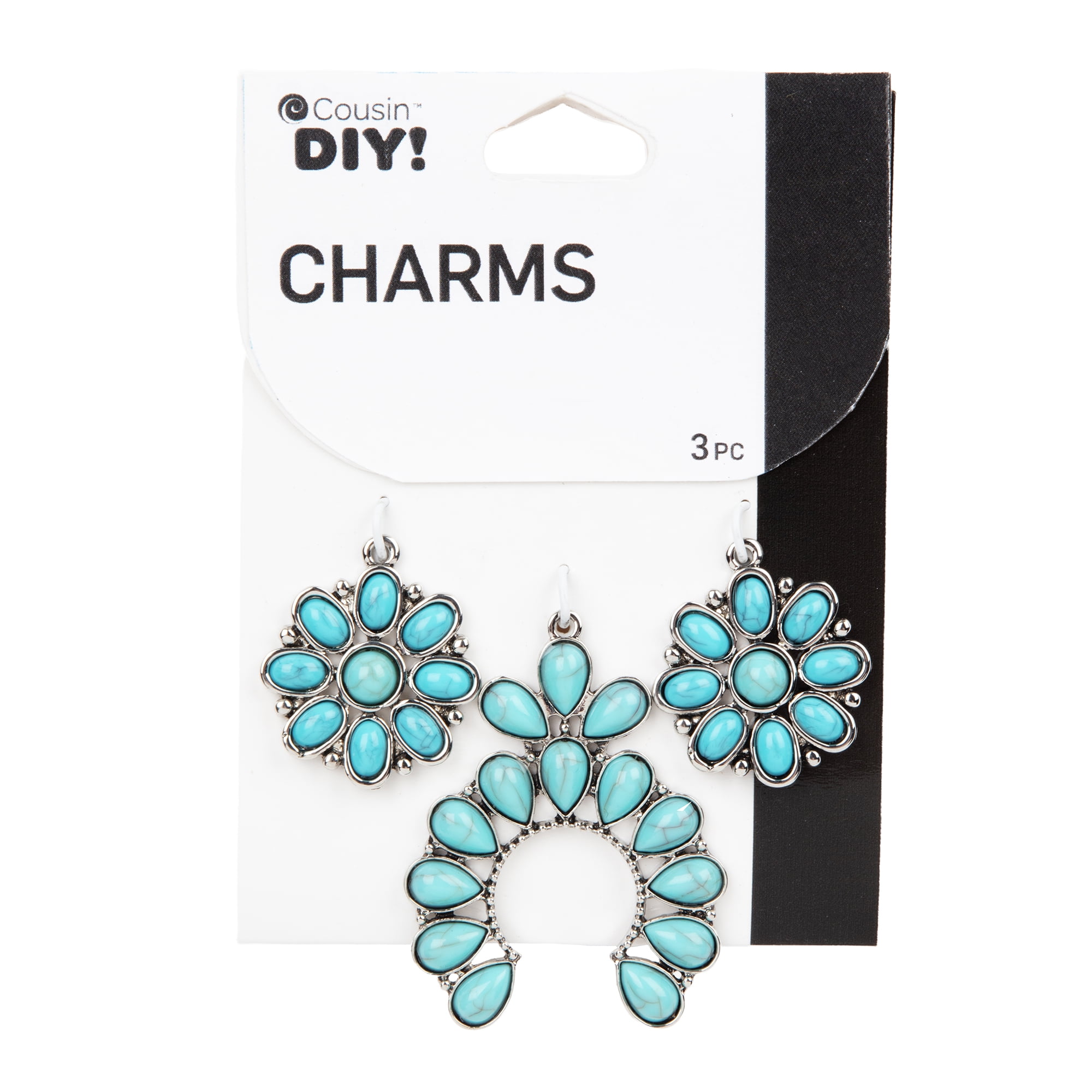 Cousin DIY Faux Turquoise Squash Jewelry Charms, Silver Metal, 3 Piece, Adult, Unisex, 69995798