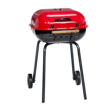 Meco Americana 21-inch, Charcoal BBQ Grill, with Adjustable Cooking Grate, Red