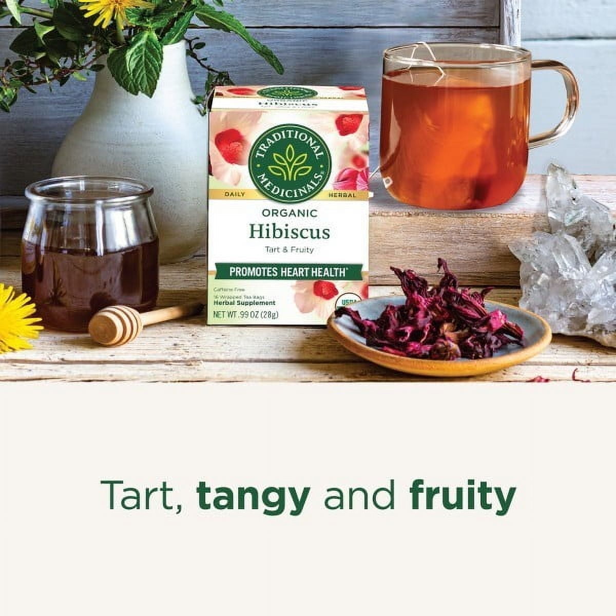 Traditional Medicinals Organic Hibiscus Herbal Tea, Supports Cardiovascular Health, 16 Tea Bags (Pack Of 6)