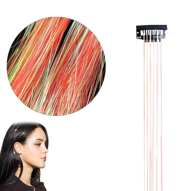 50cm Synthetic Sparking Shiny Hair Tinsel Hair Extensions Hair Clip Extensions
