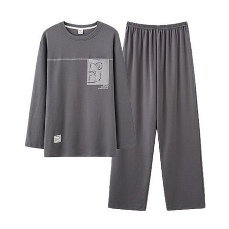

DanceeMangoo New Mens Cotton Pajama Set Young Men Long Sleeve Sleepwear Father Gift Style Soft Leisure Nightwear Male Autumn Home wear Cloth