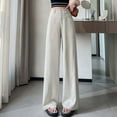 thumbnail image 3 of Fiaer,Women's Wide Leg Business Dressy Pants,Plus Size Casual Straight Trousers for Women,Ladies High Waist Loose Fit Trendy Joggers with Pockets Beige L, 3 of 5