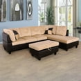 thumbnail image 2 of Hommoo Lint &PVC Sectional Sofa Couch Living Room Furniture Sets, Modern L Shaped Sectional Sofa Set for Small Space, Beige and Brown(No Ottoman), 2 of 6