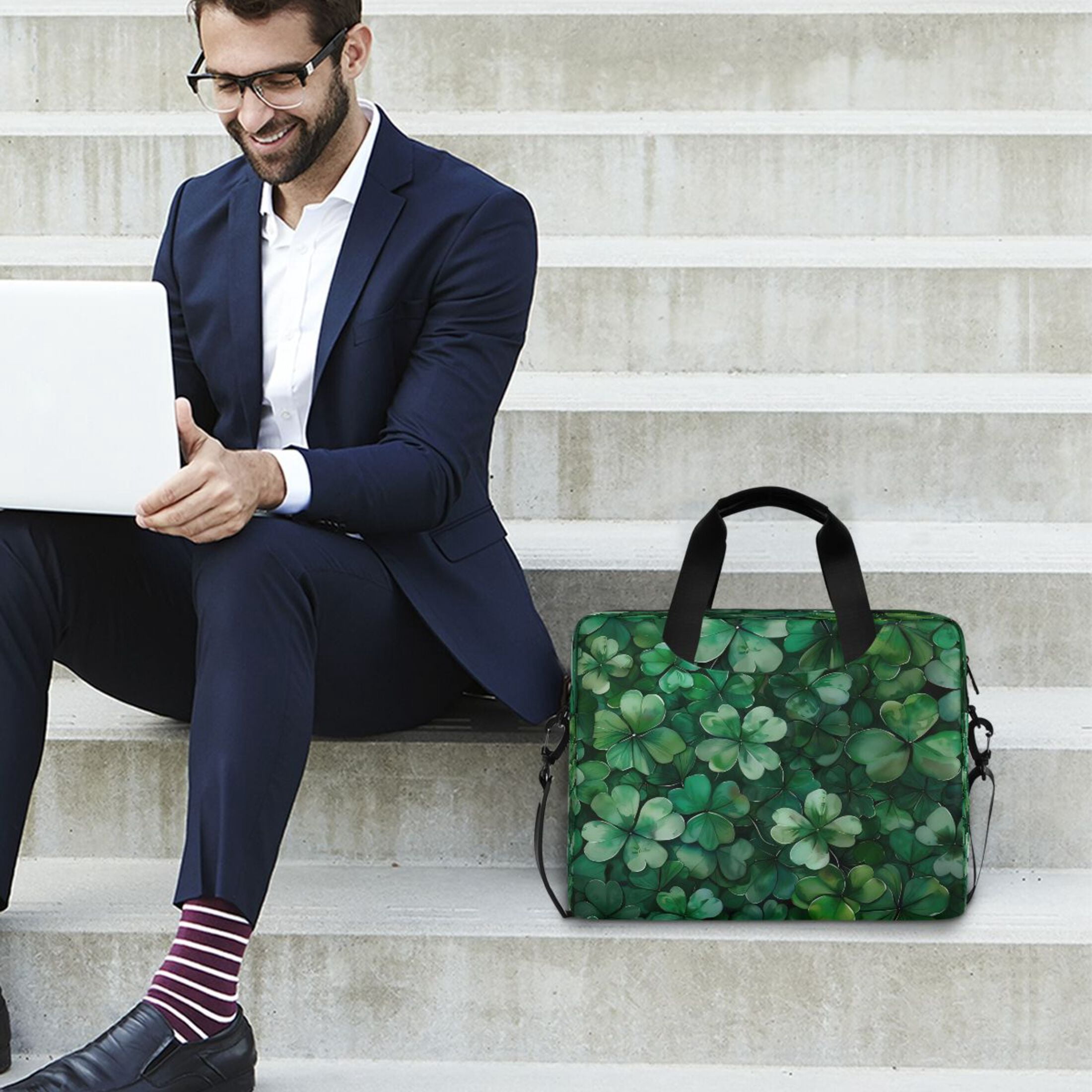 Laptop Bag Laptop Briefcase 15.7 x 3 x 11.8 Inches Laptop Bag Briefcases Laptop Storage Travel Laptop Bag Work Laptop Bag Four-leaf Clover