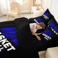 thumbnail image 4 of Castle Fairy Grunge Blue Basketball Print Queen Bedding 7pcs, Urban Sports Themed Bedding Comforter Set Queen, Black Blue,Black Reversible, 4 of 7