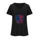 thumbnail image 4 of Fiudx Tops para Mujer Camiseta de Cuello Redondo con Estampado Del Día de La Independencia Degradado de Manga Corta para Mujer, 4 of 4
