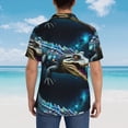 thumbnail image 4 of Gukieu Starry Sky Colorful Crocodile Print Men's Short-sleeved Shirts, Button-down Lapel Hawaiian Shirts, T-shirts, Beach Vacation Summer Casual Wear,, 4 of 7