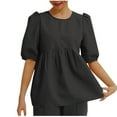 thumbnail image 1 of Fiudx Ofertas Flash Del Día Solo En Línea Blusas Sueltas de Manga Corta con Cuello Redondo para Mujer, Informales, de Verano, a La Moda, Cómodas, de Color Sólido, 1 of 5