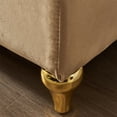 thumbnail image 6 of Chaise Lounge Chair with Storage,Upholstered Velvet Sleeper Lounge Sofa Recliner Chair,Rolled Arm Storage Ottoman Bench with Gold Metal Legs for Living Room Bedroom Apartment,khaki, 6 of 7