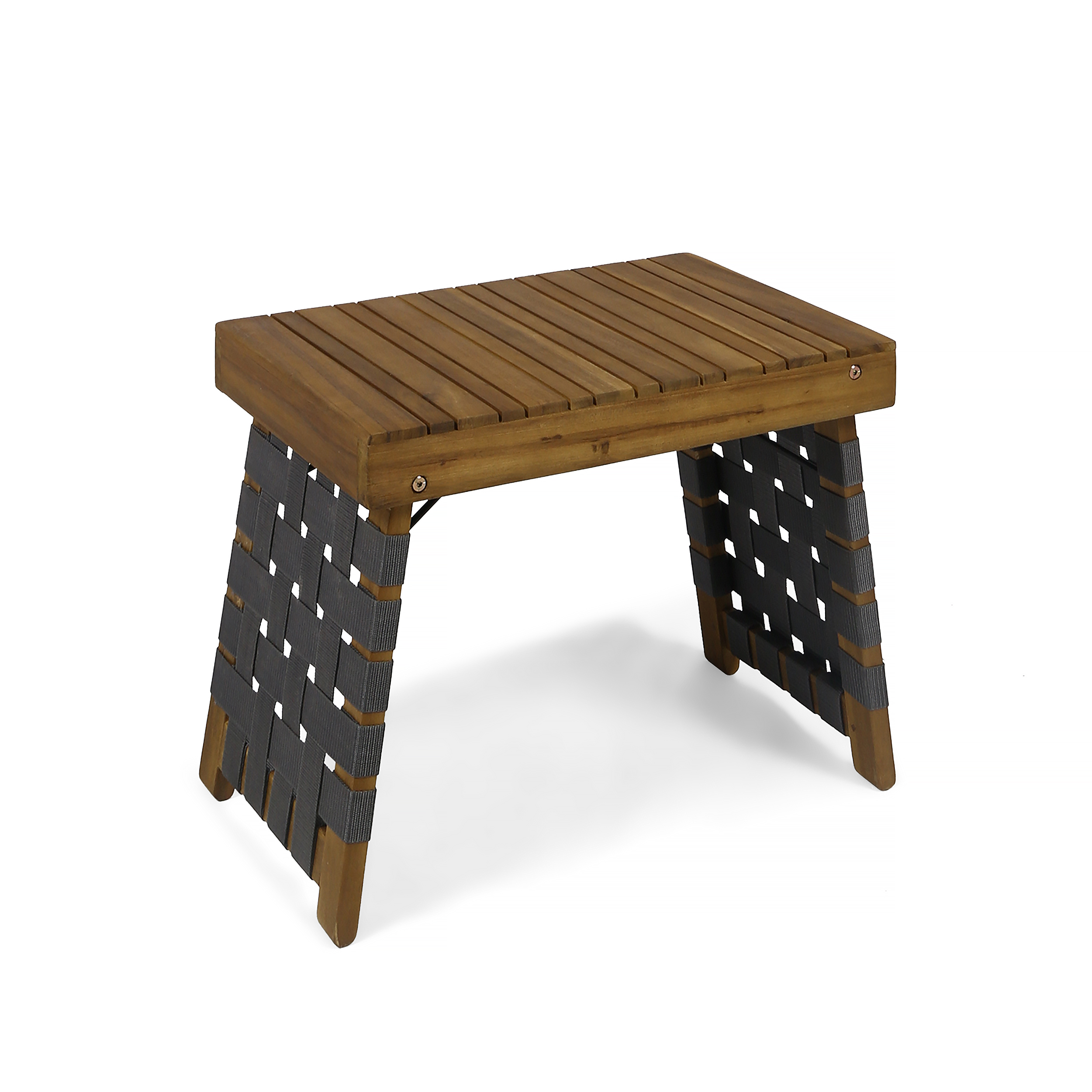 Bezalel Outdoor Acacia Wood Foldable Side Table, Brown Patina and Gray - image 3 of 5