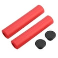 thumbnail image 1 of 1 par de empuñaduras de manillar de bicicleta de silicona antideslizantes y a prueba de golpes con tapones de extremo rojos, 1 of 12
