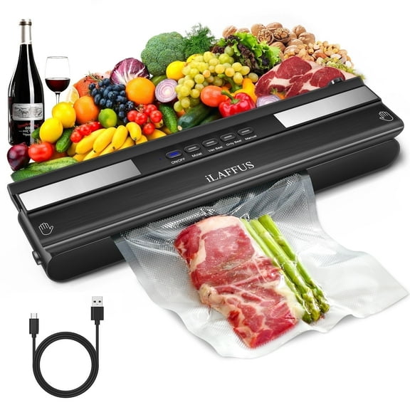 iLAFFUS  Cordless Vacuum Sealer Rechargeble Powerful Multi-Functional with Cutter for Fruits Vegetables Meat Nuts