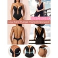 thumbnail image 6 of Sveltors Black Thong Shapewear Bodysuit for Women Tummy Control Plus Size Plunge Backless Body Shaper Fajas, 6 of 7