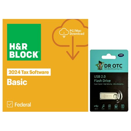 H&R Block - Tax Software 24 Basic Win/Mac WAL ESD - BONUS FREE Dr OTC USB Drive 4GB