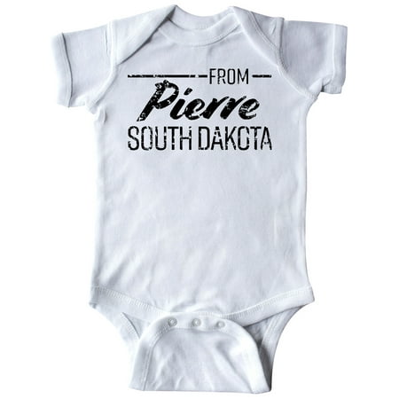 

Inktastic From Pierre South Dakota in Black Distressed Text Gift Baby Boy or Baby Girl Bodysuit