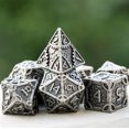 thumbnail image 2 of GFDYREE Ensemble de dés en Métal Style Steampunk 7 dés Polyédriques Ensemble de dés D&D pour Donjons et Dragons Jeu de Rôle et Enseignement des Maths (Argent), 2 of 6