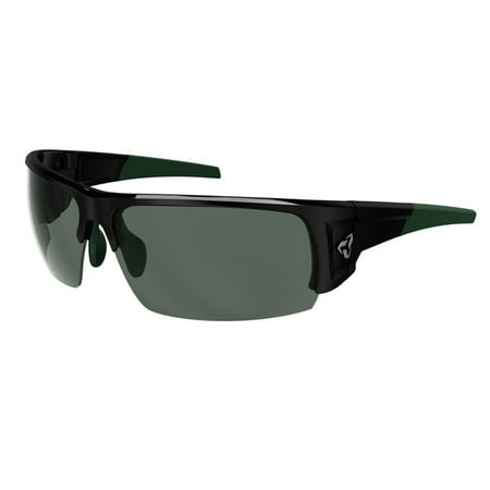 Ryders Eyewear Caliber Polarized Staandard Sunglasses (BLACK-GREEN / GREEN LENS