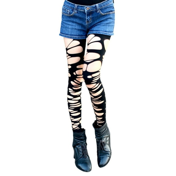 Tattered Ripped Tights with Holes Distressed Goth Leggings