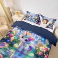 thumbnail image 3 of Metsweet Magical Unicorn Twin Duvet Cover, Princess Castle Butterfly Twin Bedding,Navy Blue Reversible,2pcs,1 Duvet Cover and 1 Pillowcase, 3 of 6